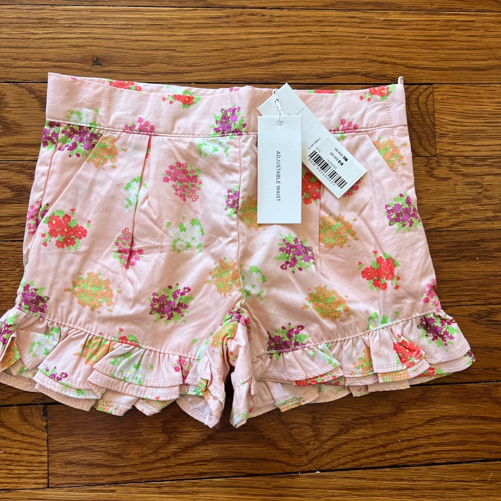 Pink Floral Ruffle Hem Girls' Shorts nwt